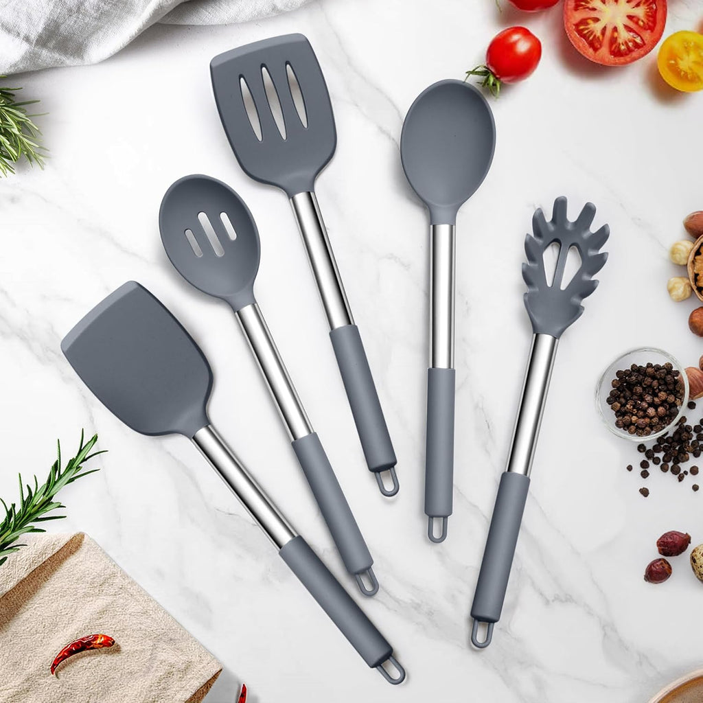 TeamFar Silicone Cooking Utensils Set, 5 PCS Heat-Proof Kitchen Utensils