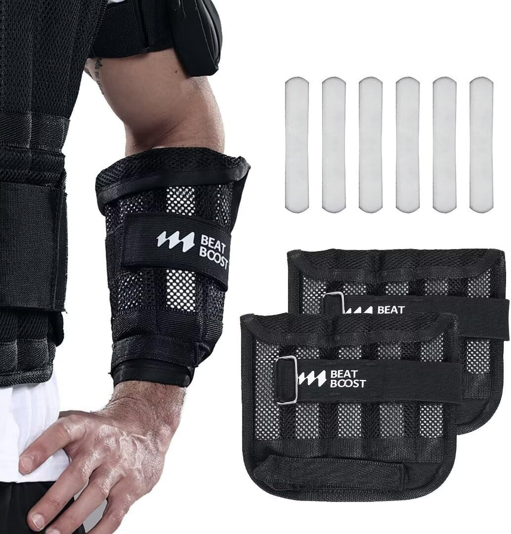 BeatBoost Ankle Wrist Weights 5lb/10lb/15lb/20lb/25lb/30lb Adjustable Leg Arm Weights for Men Walking Pilates Exercise Workout Gym Aerobics