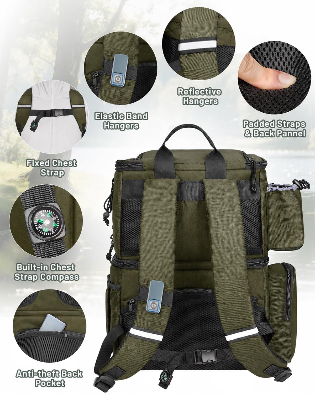 MATEIN Fishing Backpack with 4 Tackle Boxes, Fishing Bag with Rod Holder