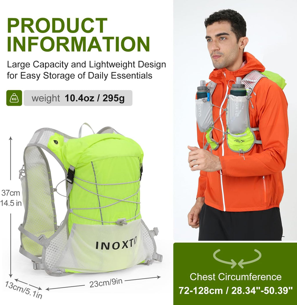 IX INOXTO Running Vest Hydration Backpack, Lightweight Running Backpack Hydration Pack with 1.6L Water Bladder Daypack for Trail Running Hiking Cycling Race Marathon for Women Men