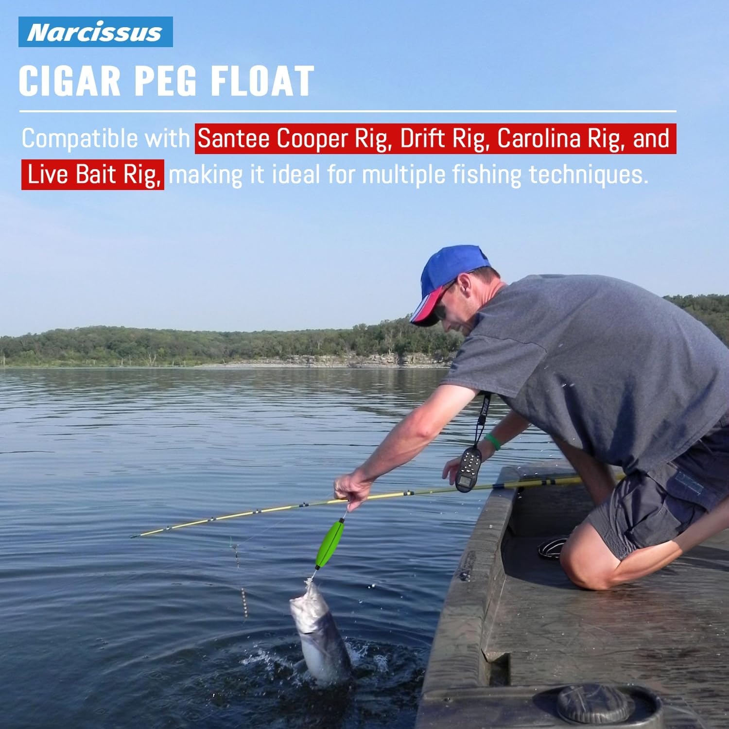 Narcissus Fishing Slotted Peg Float – Slip Bobbers for Fishing, Catfishing Tackle, Fishing Bobbers for Bass, Santee Rig, Easy Line Insertion, No Threading