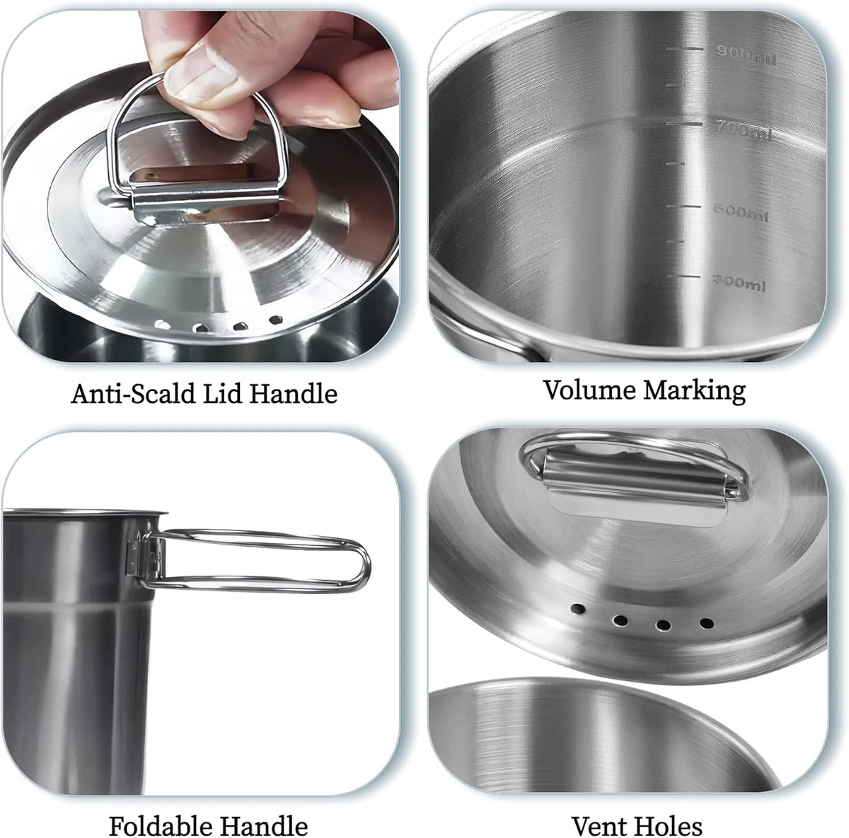 KOKKOYA Stainless Steel Camping Cups Mug Small Backpacking Bush Pot Set
