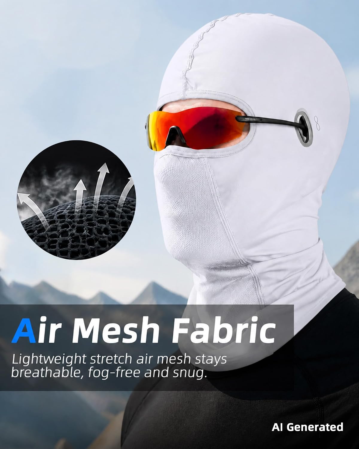 3 Pieces Unisex Ice Silk Mesh Balaclava Ski Mask, Full Cycling Face Cover