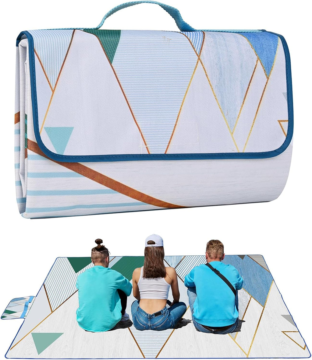 DanCoom Picnic Blanket, Foldable Waterproof Sand Mat, Extra Large Picnic Blanket Outdoor Picnic Mat Beach Blanket for Park Grass Camping Hiking Travel Family Concerts