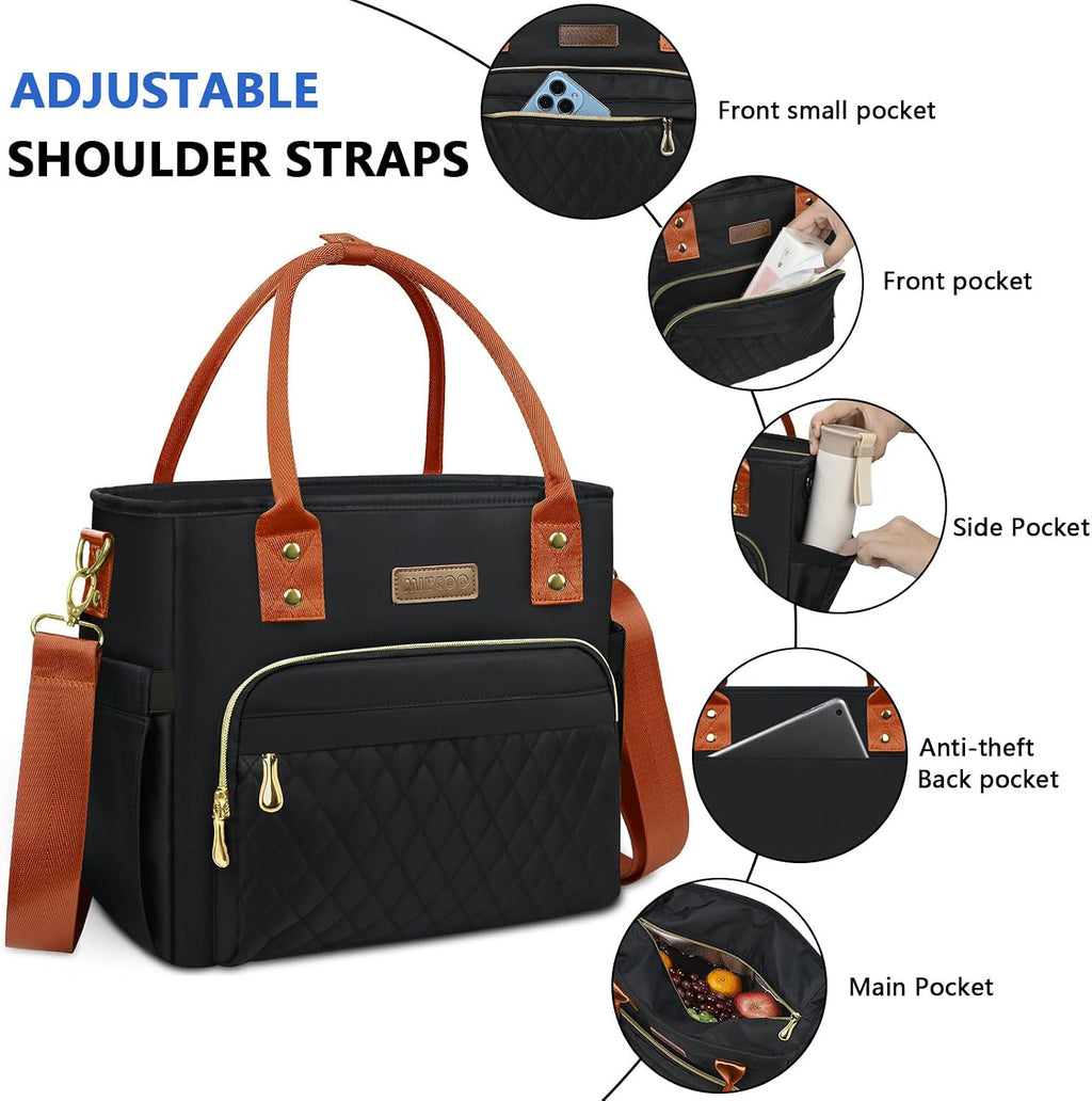 MIYCOO Insulated Lunch Bag Women, Large Tote Lunch Box for Work, 18L