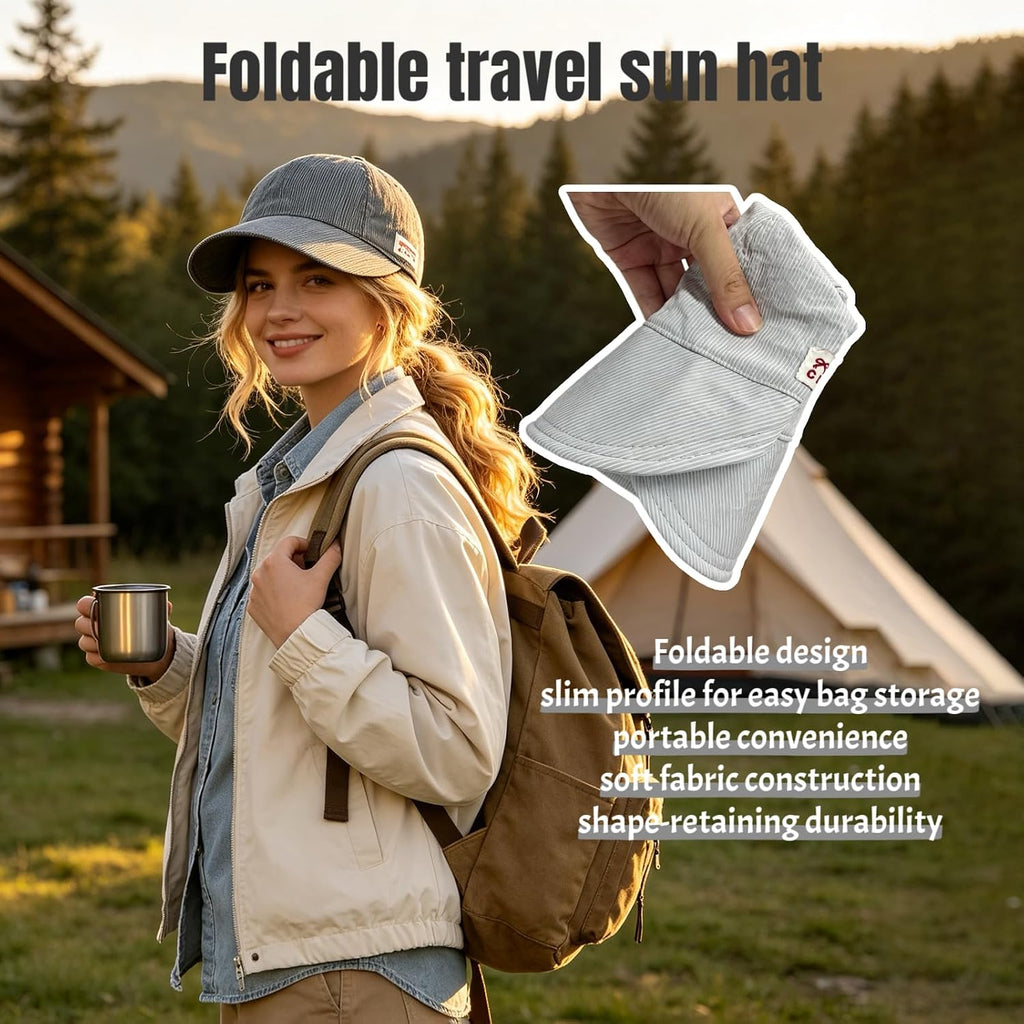 Womens Sun Hat with Ponytail Hole Outdoor UV-Protection-Foldable Beach Caps,Lightweight,Summer Wide Brim Bucket Hat