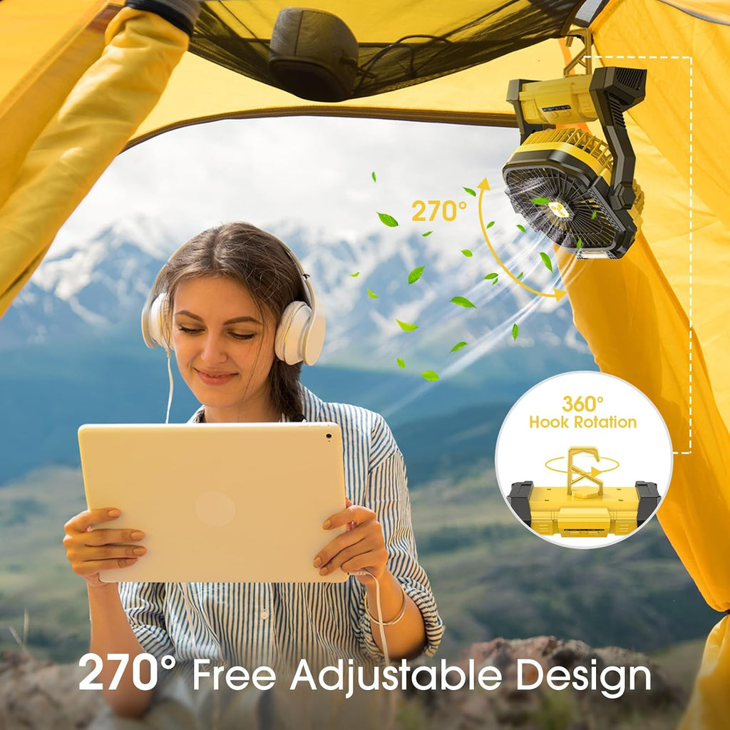 Portable Fan Rechargeable 20000mAh Cordless Battery Powered Camping Fan