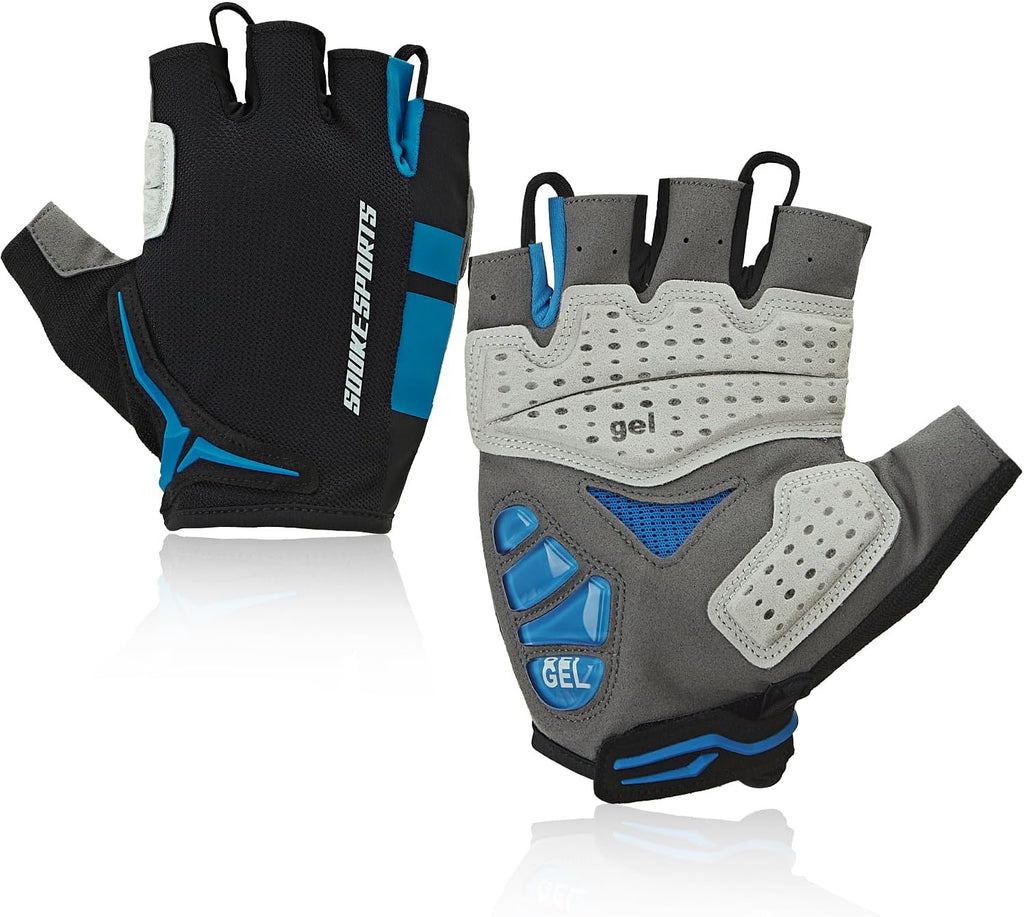 Souke Sports Mens Cycling Gloves with Gel Pads Half Finger Bike Gloves Lightweight Anti-Slip Shock-Absorbing for MTB Road Biking