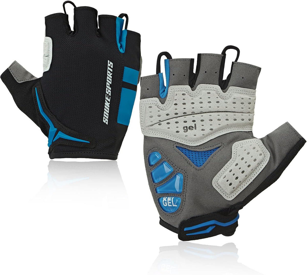 Souke Sports Mens Cycling Gloves with Gel Pads Half Finger Bike Gloves Lightweight Anti-Slip Shock-Absorbing for MTB Road Biking