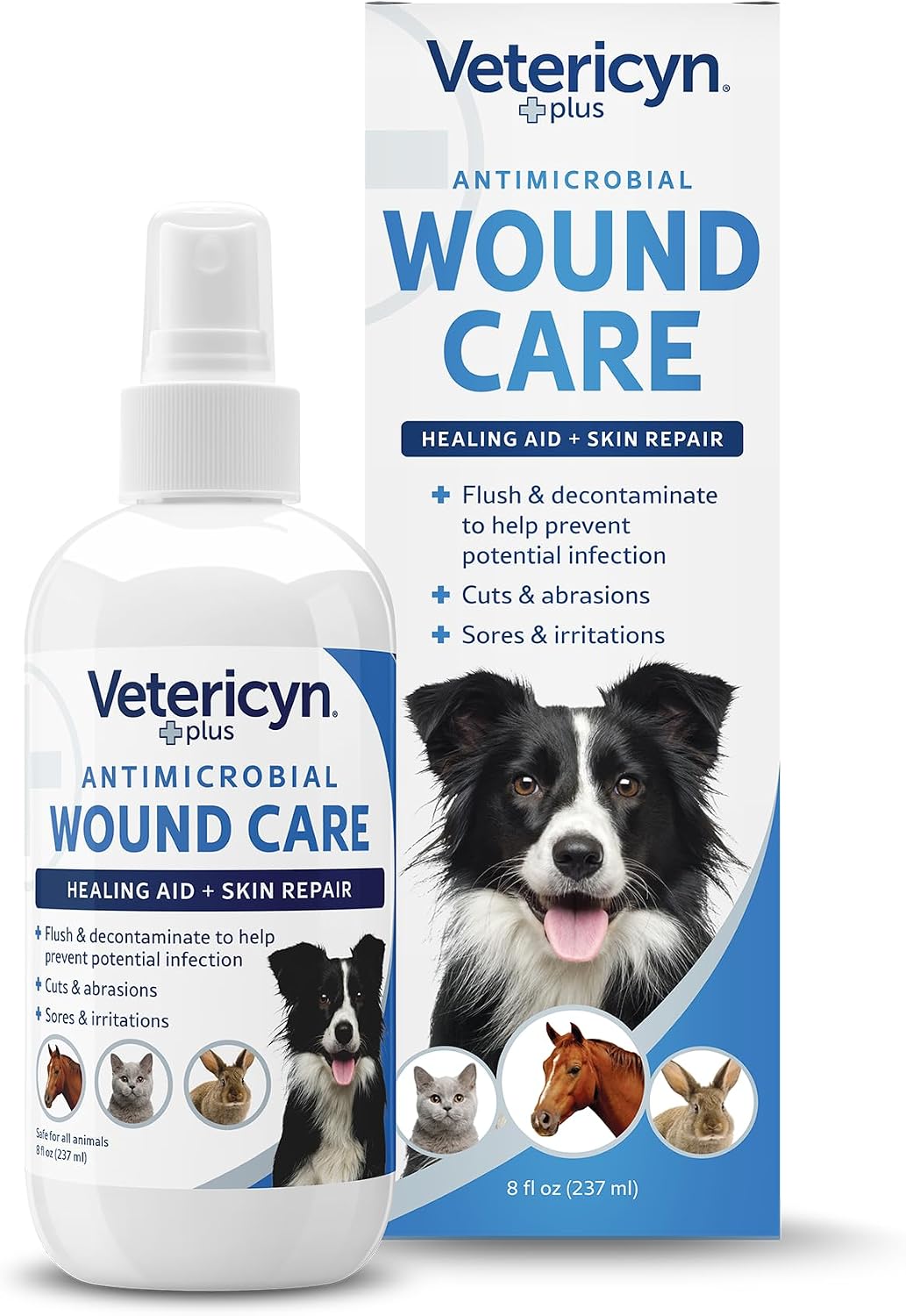 Vetericyn Plus Dog Wound Care Spray | Healing Aid and Skin Repair, Clean Wounds, Relieve Dog Skin Allergies, Safe for All Animals. 3 ounces
