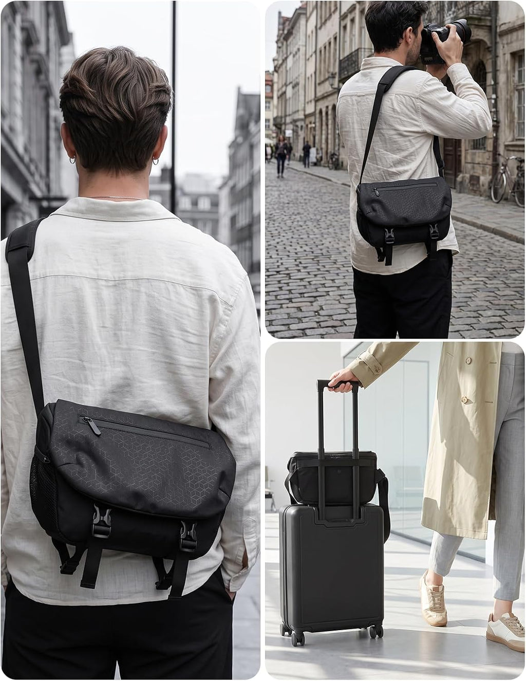 Clezorlaa Camera Sling Bag, Waterproof Camera Bag with Shoulder Strap,Black