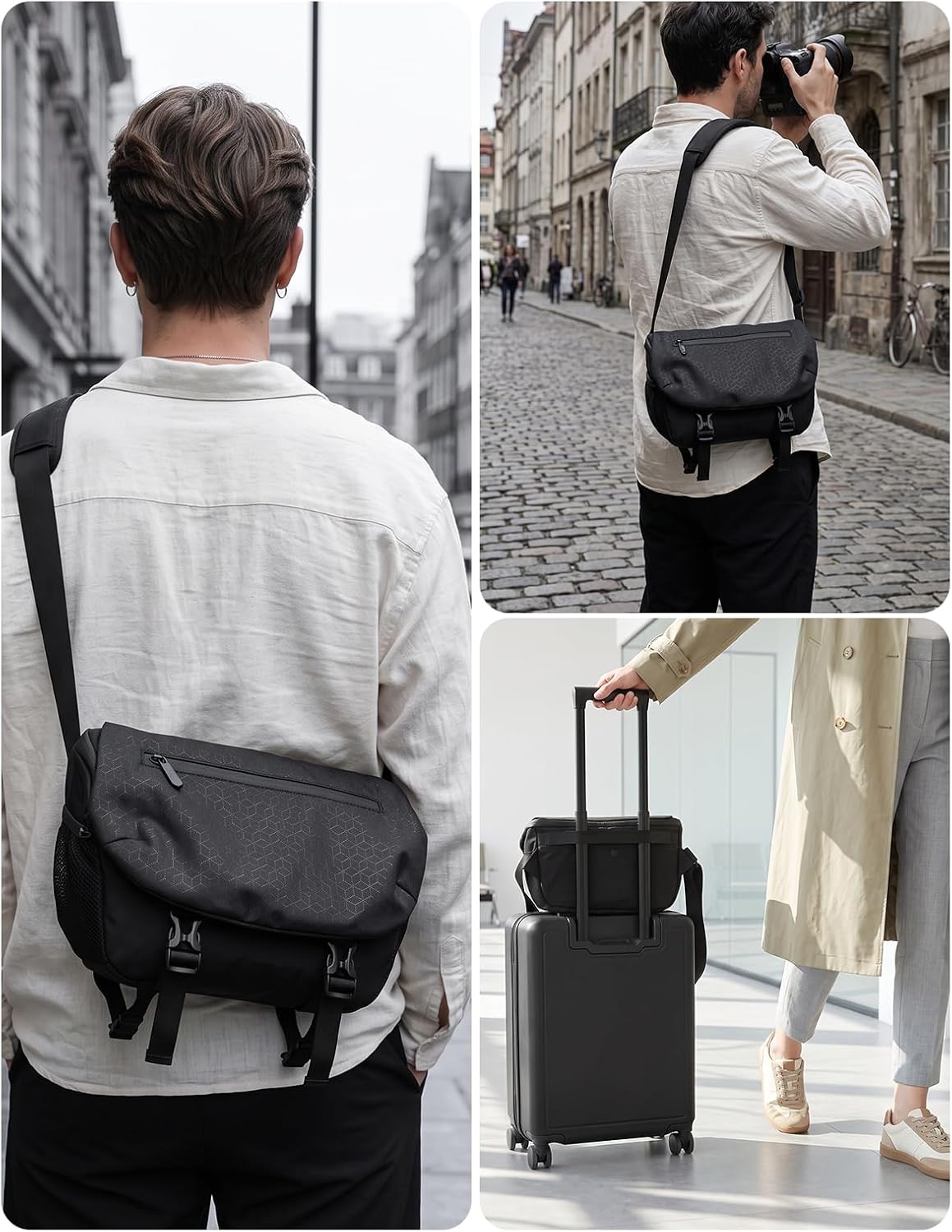 Clezorlaa Camera Sling Bag, Waterproof Camera Bag with Shoulder Strap,Black