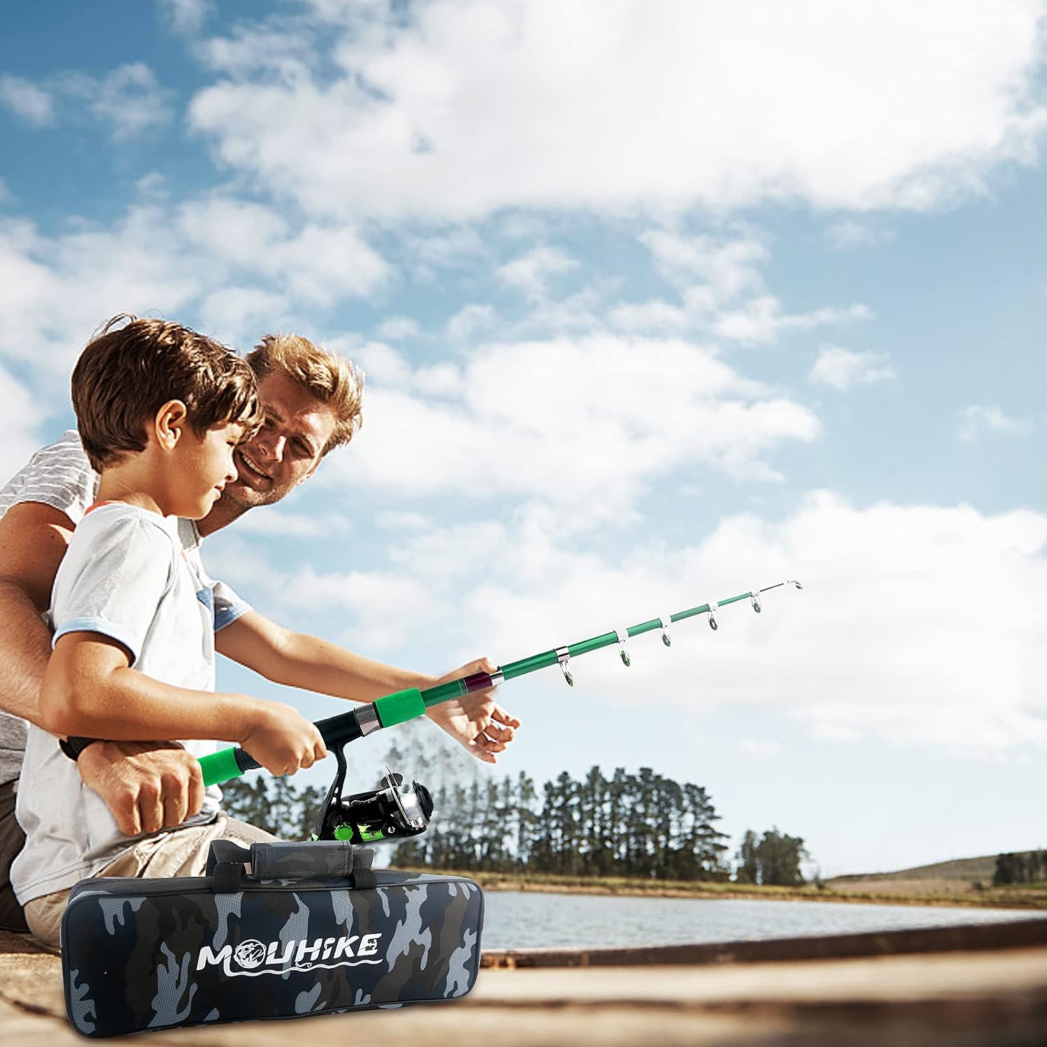 Fishing Rod Reel Full Kit Portable Travel Spinning Pole Reel Lure Carry Bag