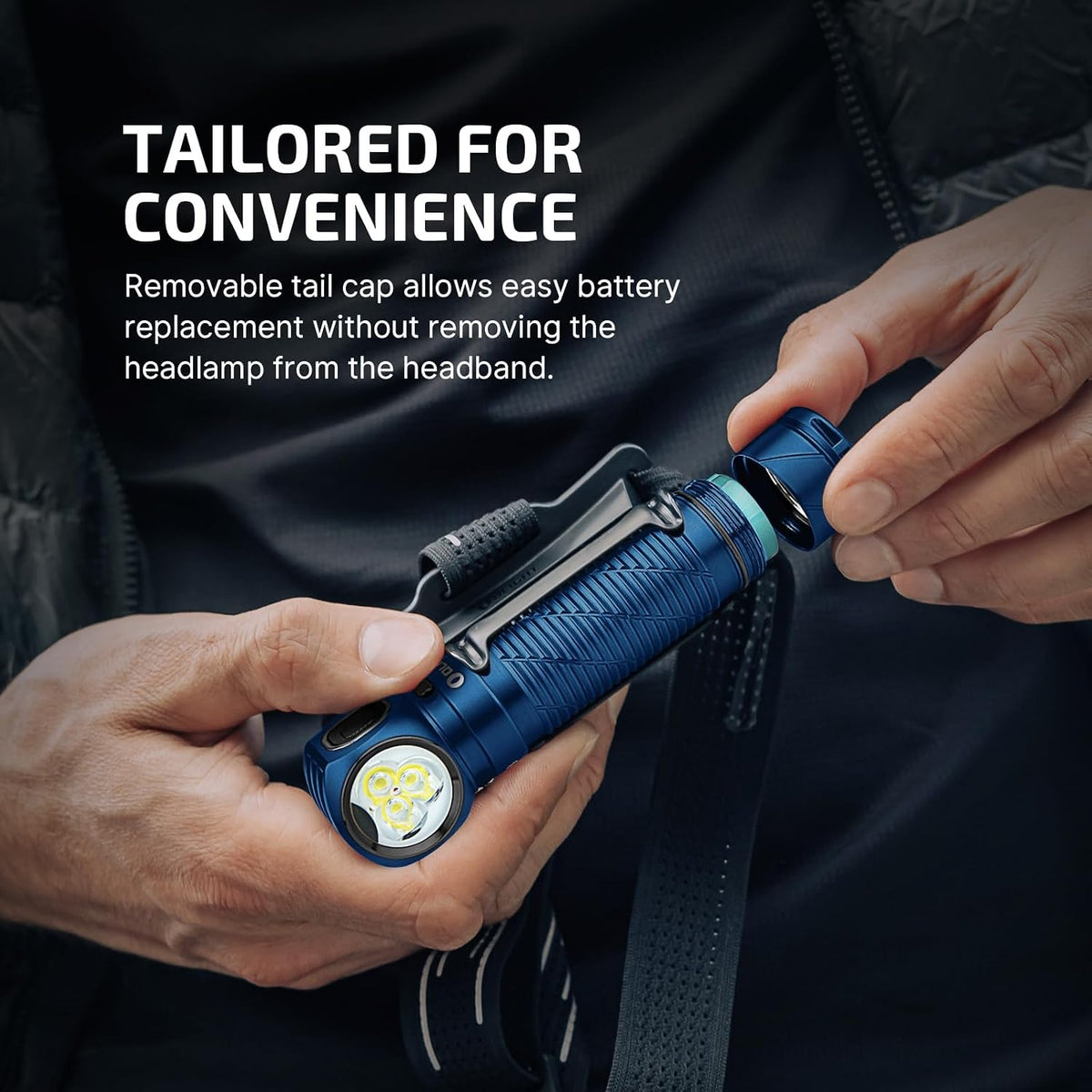 OLIGHT Perun 3 Headlamp Rechargeable, Red Light, Waterproof, Midnight Blue