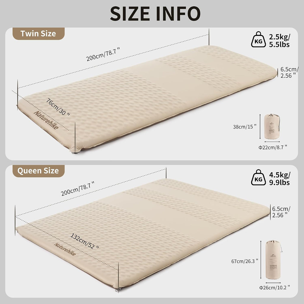 Naturehike 2.56’’ Thick Self Inflating Sleeping Pad for Camping with Foam
