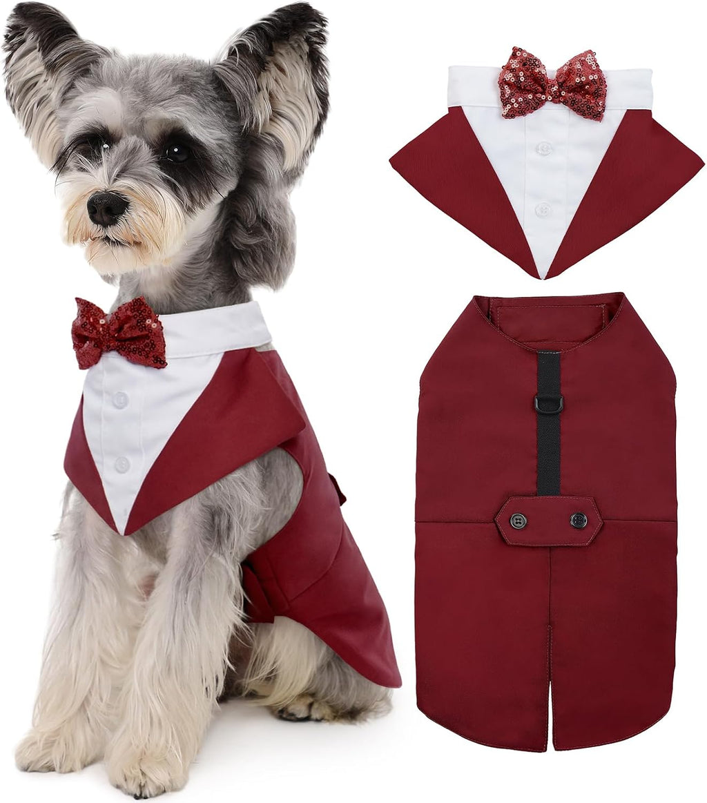 Kuoser Dog Tuxedo, Dog Suit and Bandana Set, Dogs Costume with D-Ring