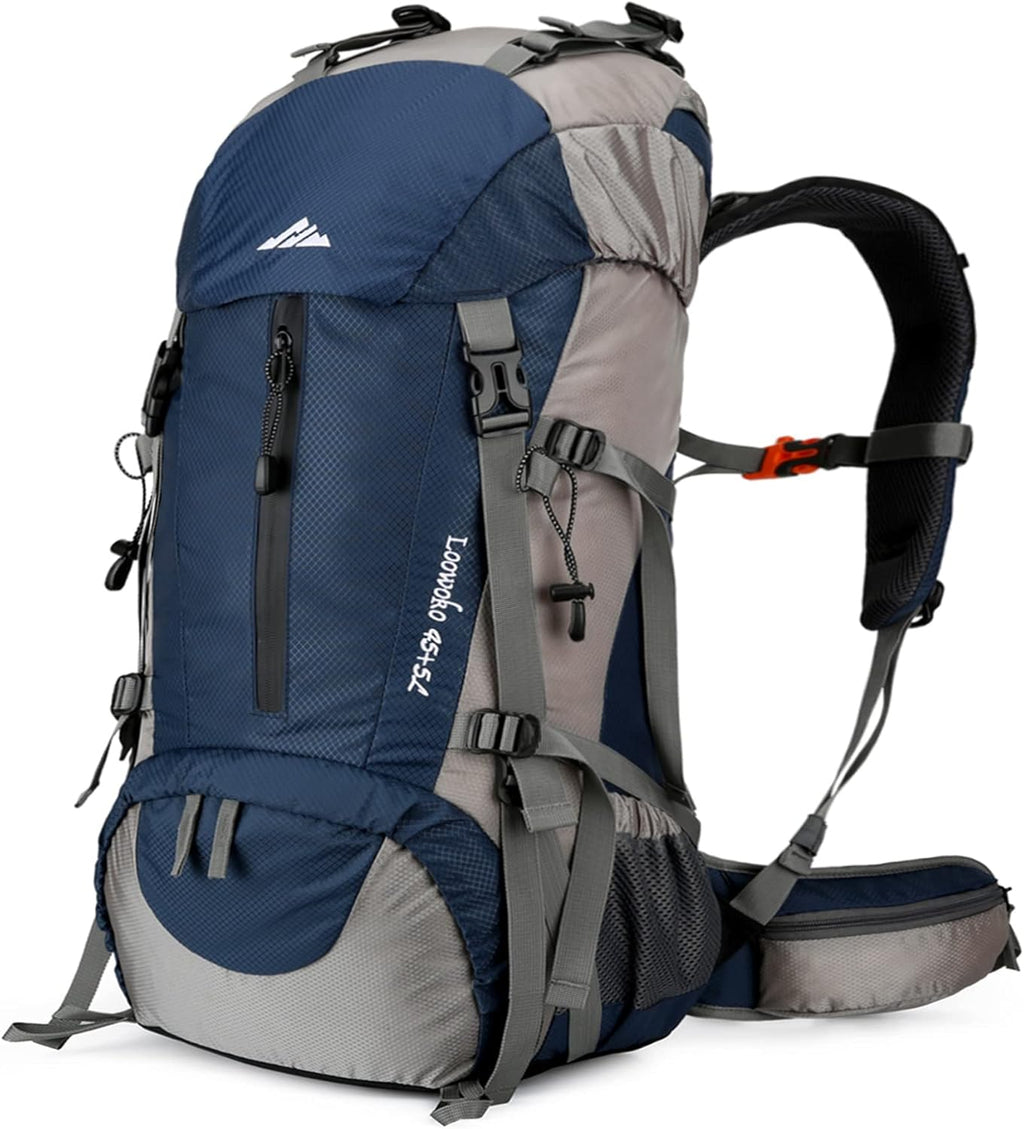 Loowoko 50L Hiking Backpack with Rain Cover for Both Men & Women