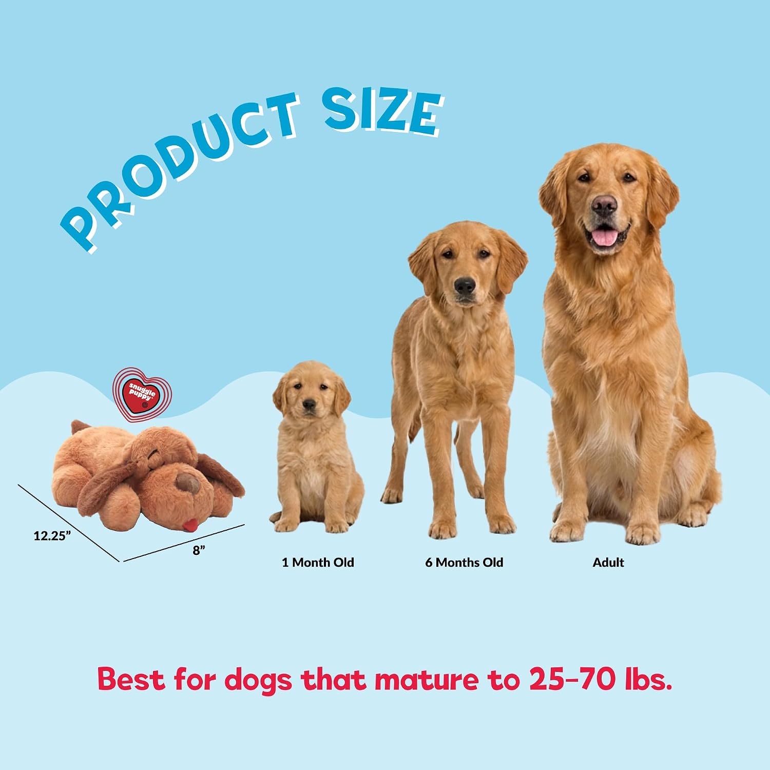 Snuggle Puppy Heartbeat Toy, Calming Comfort, Medium Breeds - Biscuit