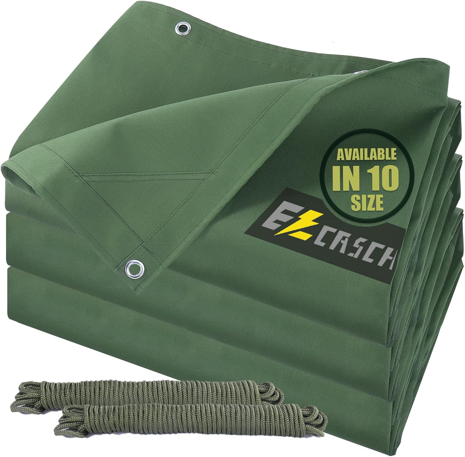 10’x16’ Canvas Tarps Heavy Duty Waterproof Tarpaulins with Aluminum Grommets,UV Resistant, 22Mil Multipurpose Drop Cloth, 14oz Durable Cover Sheet for Outdoor and Indoor Use with Ropes.