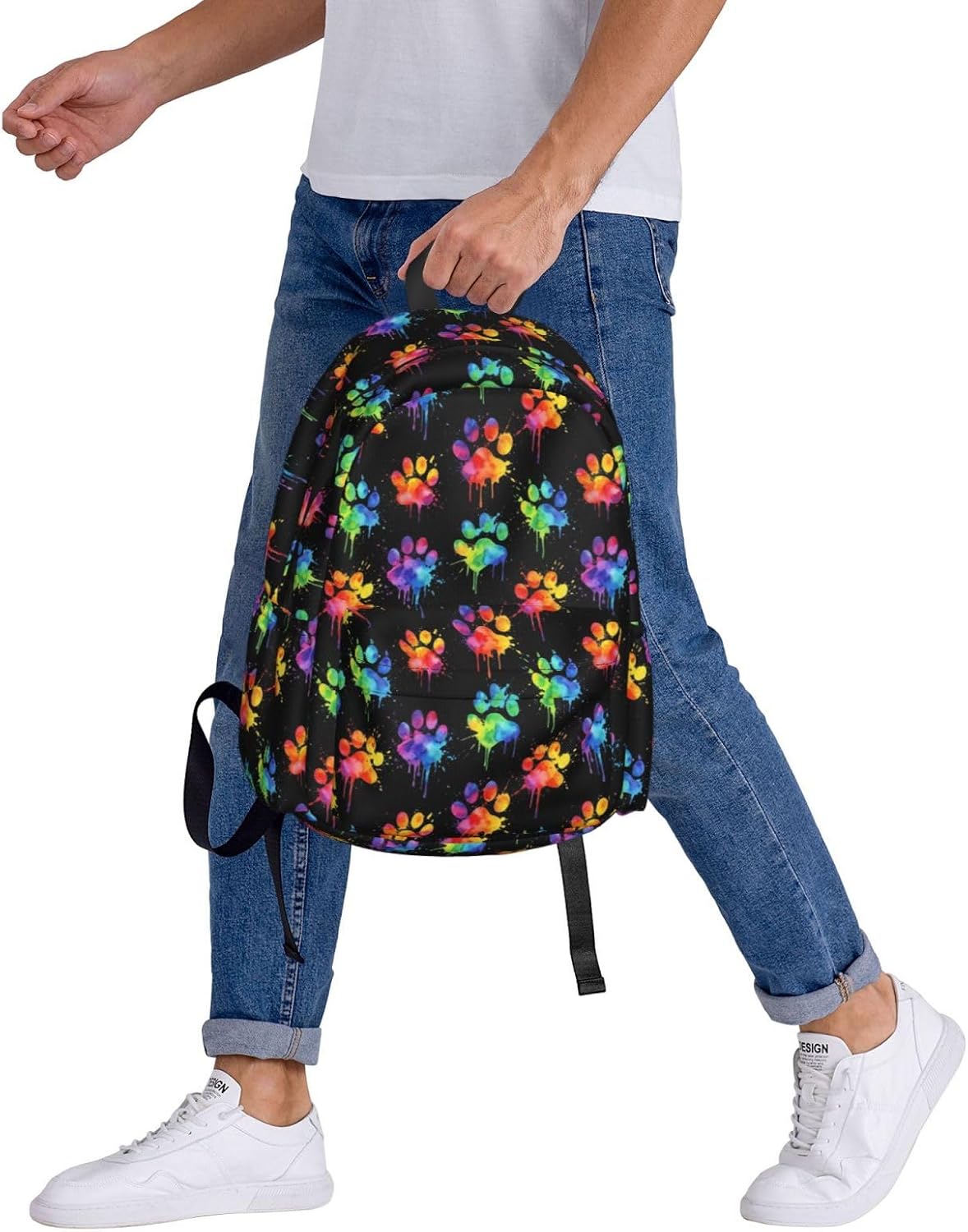 Colorful Dog Paws Laptop Backpack For Men Women, Lightweight Daypack Bookbag For Daily Commutes Business Travel Hiking