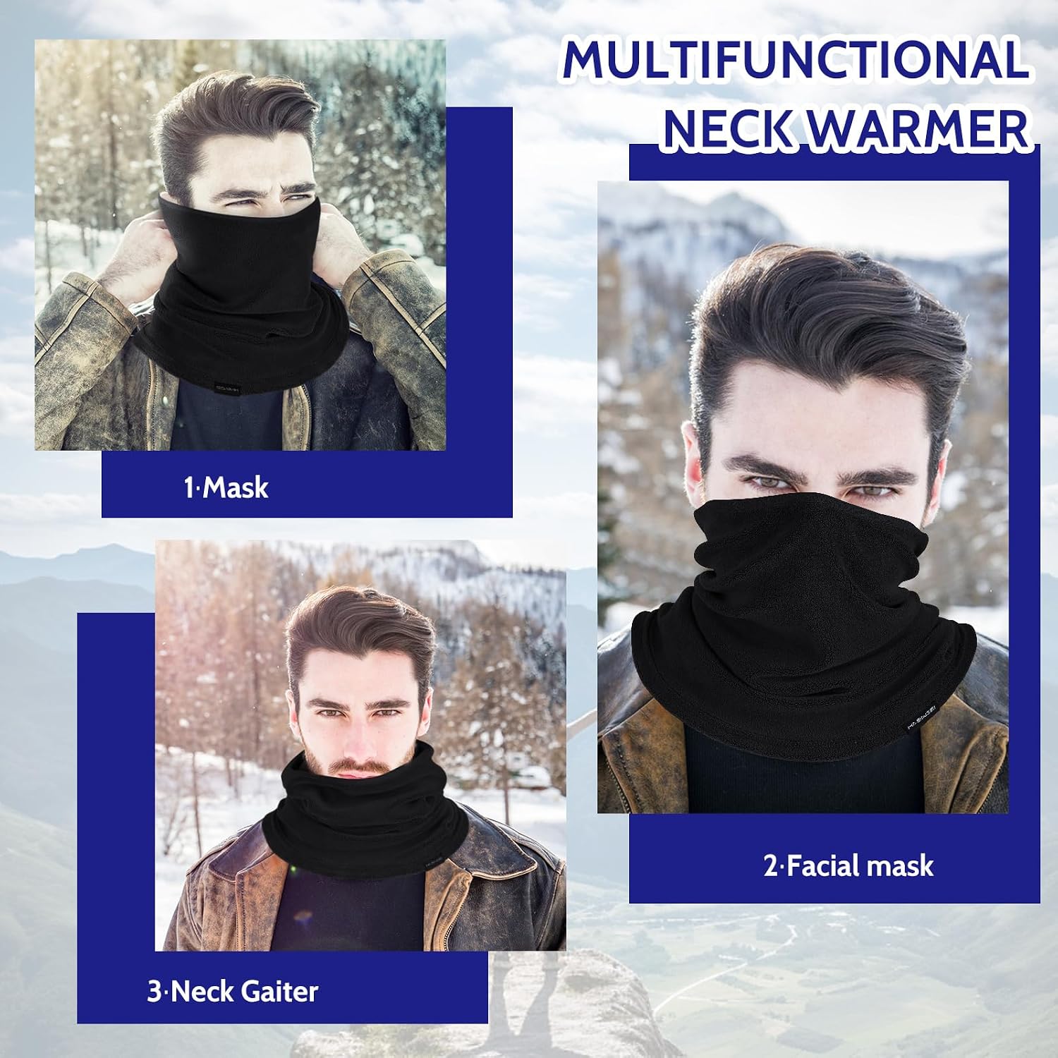 GXCROR Winter Neck Warmer Fleece Neck Gaiter for Skiing Motorcycle Bike Jogging Running Outdoor Sports for Men & Women