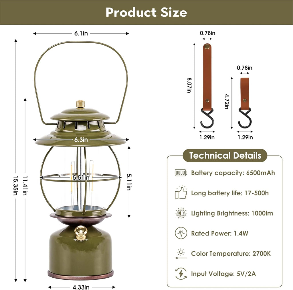 Metal Vintage LED Camping Lantern