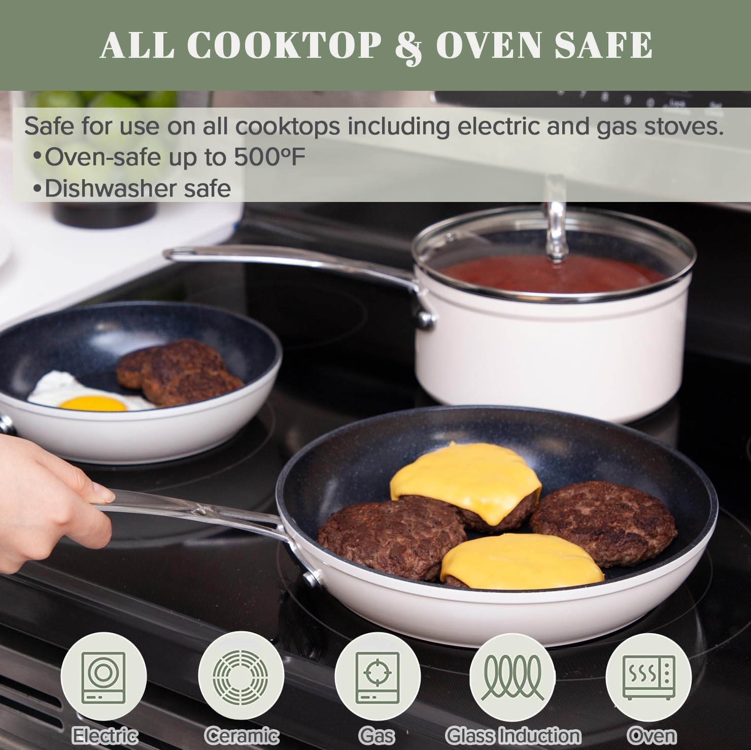 Nuwave 7pc Cookware Set Healthy Duralon Blue Ceramic Nonstick Coated