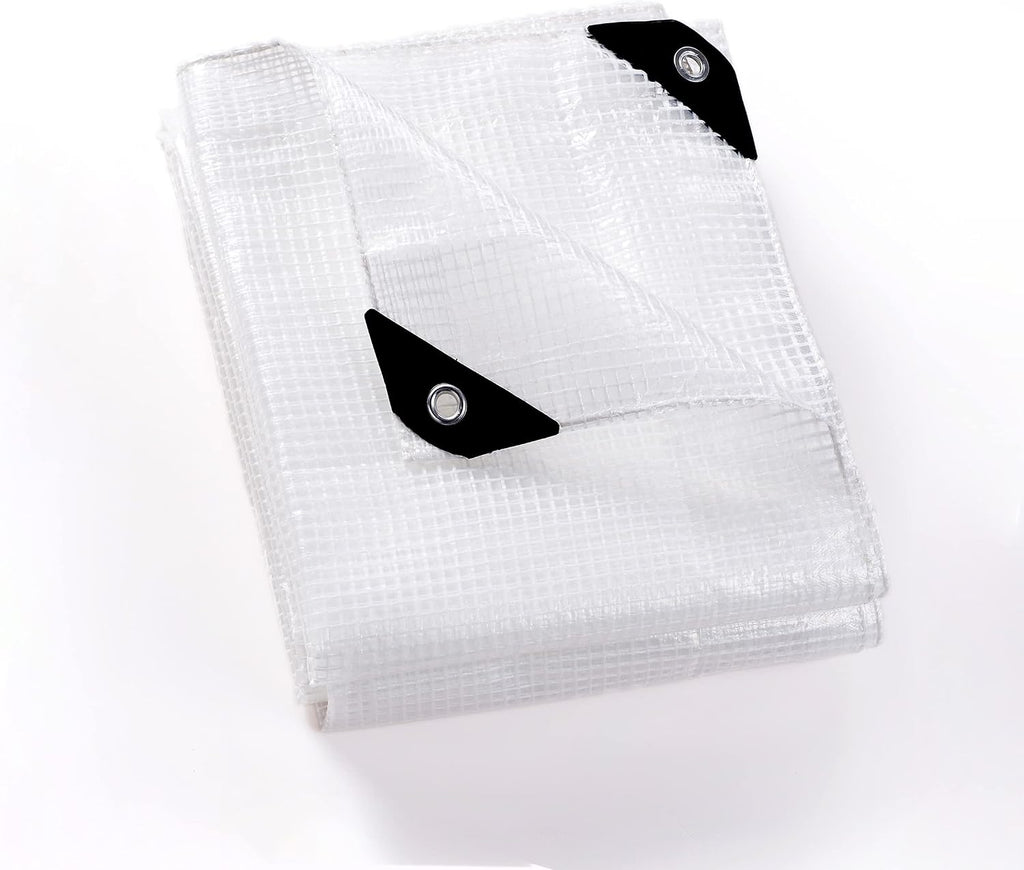 GUARD SHIELD Clear White Tarp Heavy Duty 10x12 Feet Waterproof for Greenhouse Outdoor Garden Poly Cover UV Resistant 3x3 Weave 10mil