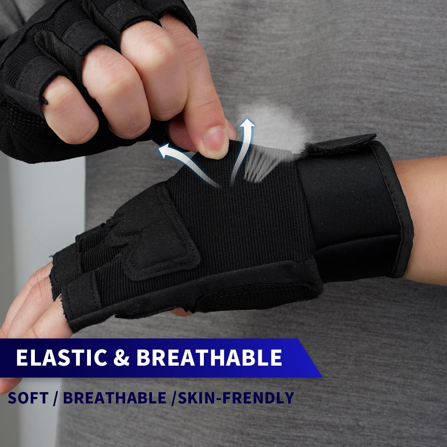 FIORETTO Fingerless Gloves for Men, Breathable Grip Palm Gloves for Motorcycle Riding, Driving, Cycling, Exercise, Workout, Climbing, Hiking and Outdoor Activities M210603