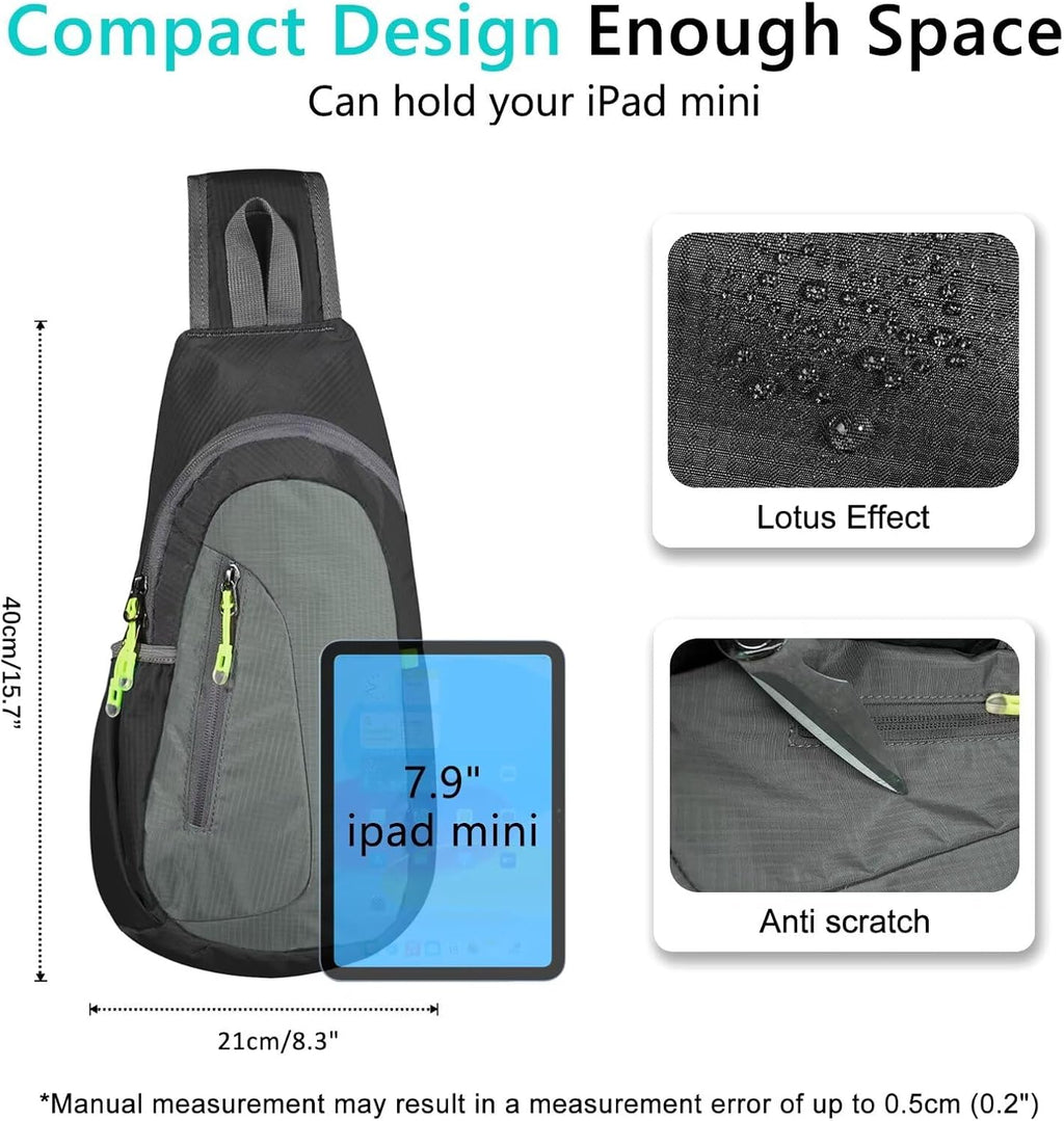 TITECOUGO Small Sling Bag, Lightweight Crossbody Backpack for Men Women, Shoulder Bag for Sports and Outdoor