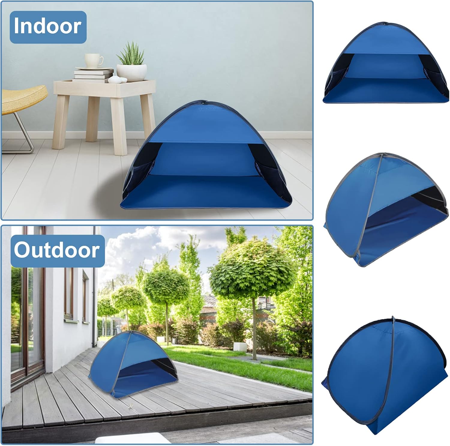 Beach Sun Shelter, Pop Up Portable Tent for Anti-UV Windproof Camping Picnic, Small Pets, Blue