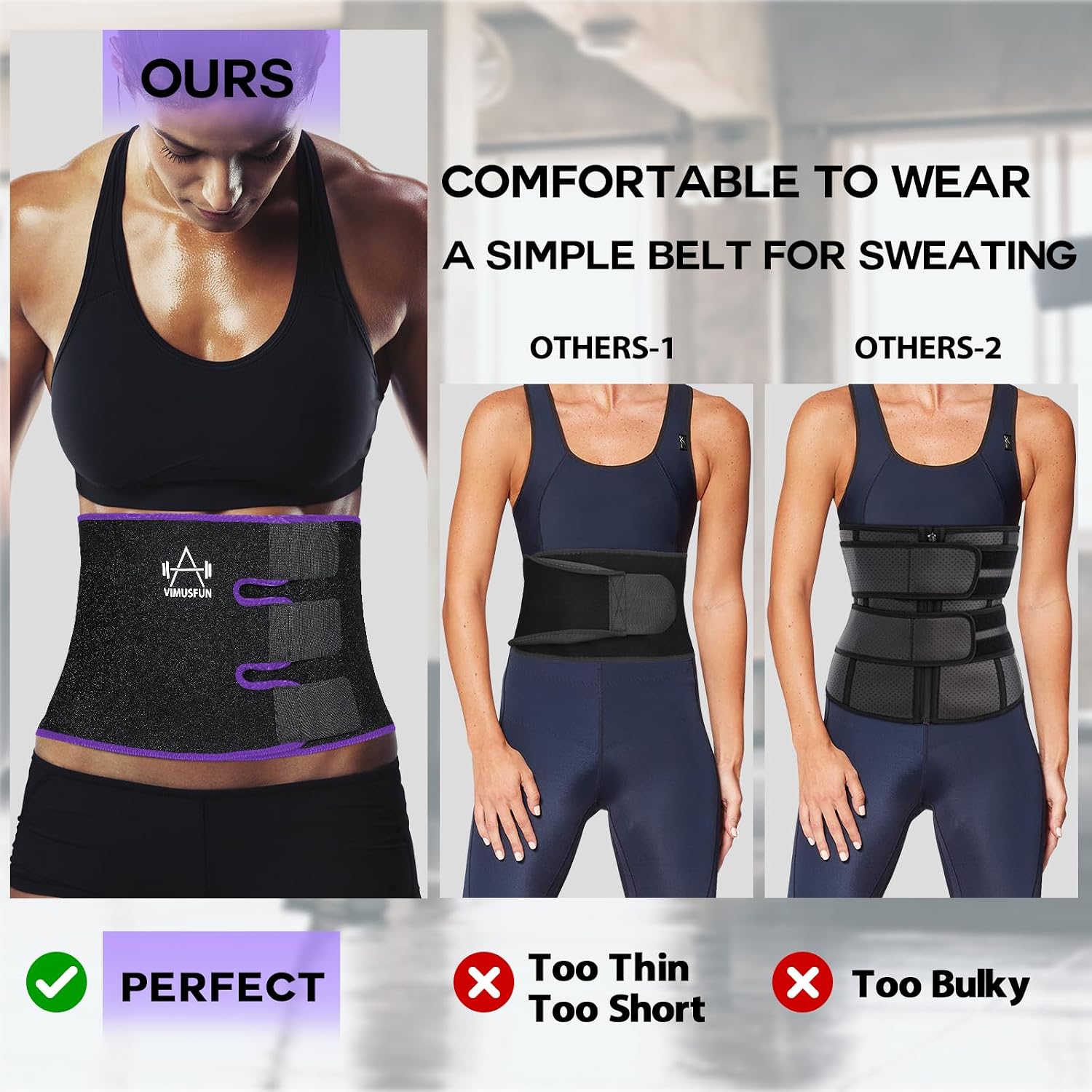 VIMUSFUN Waist Trimmer Belt Men Sweat Band Stomach Wrap, Waist Trainer for Women Workout