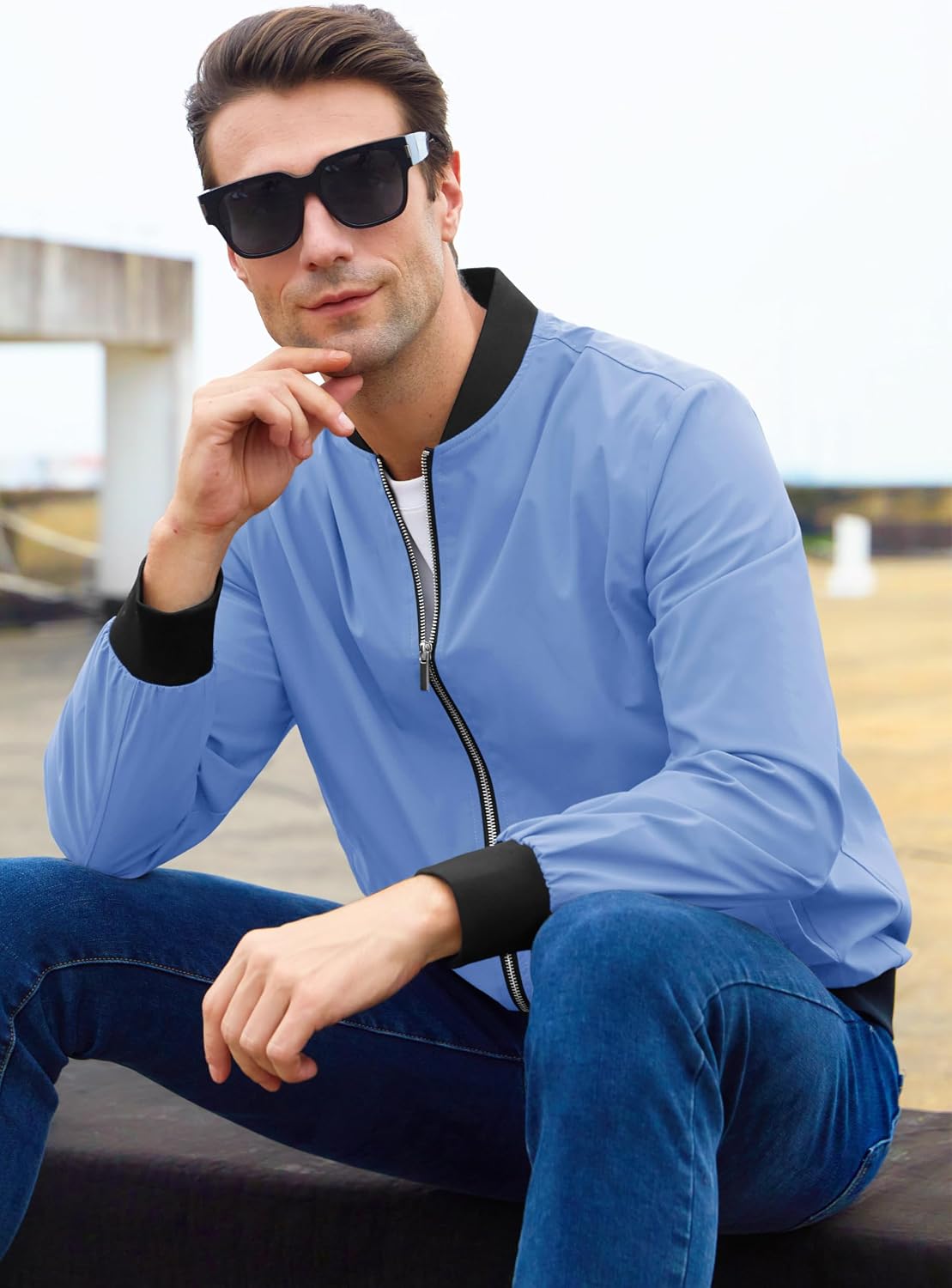 MAGCOMSEN Men's Bomber Jacket Lightweight Full Zip Windbreaker Jackets