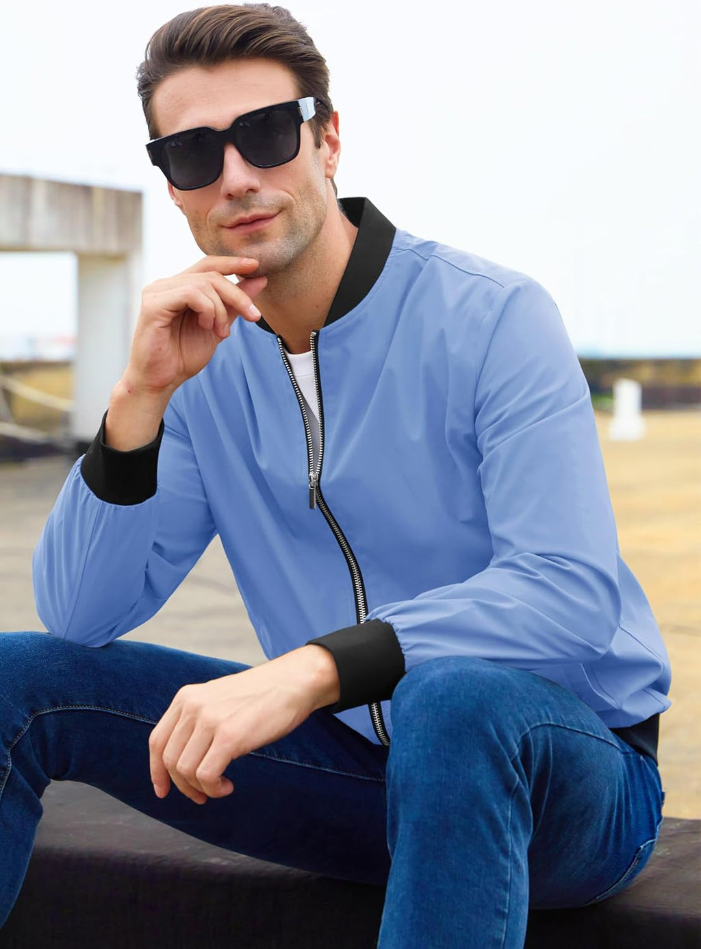MAGCOMSEN Men's Bomber Jacket Lightweight Full Zip Windbreaker Jackets