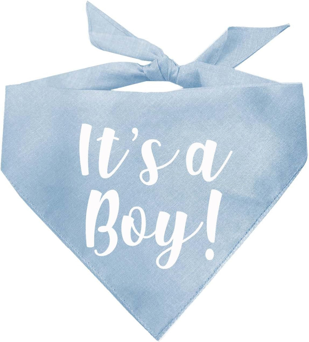 It's a Boy Dog Bandana | 100% Cotton Adjustable Triangle | Made in USA | Gender Reveal | Baby Announcement | Boy or Girl |Baby Blue, One Size (57)