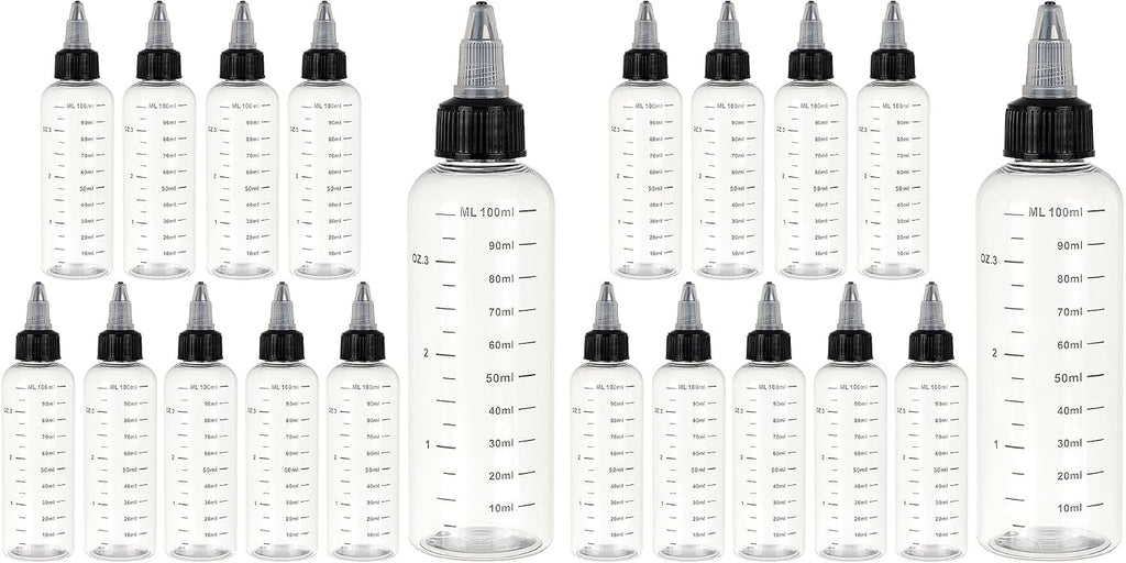BENECREAT 8 Pack 8oz Large Transparent Plastic Dispensing Bottle with Twist Cap and Graduated Measurement for Liquids, Inks, Oils, Arts and Crafts