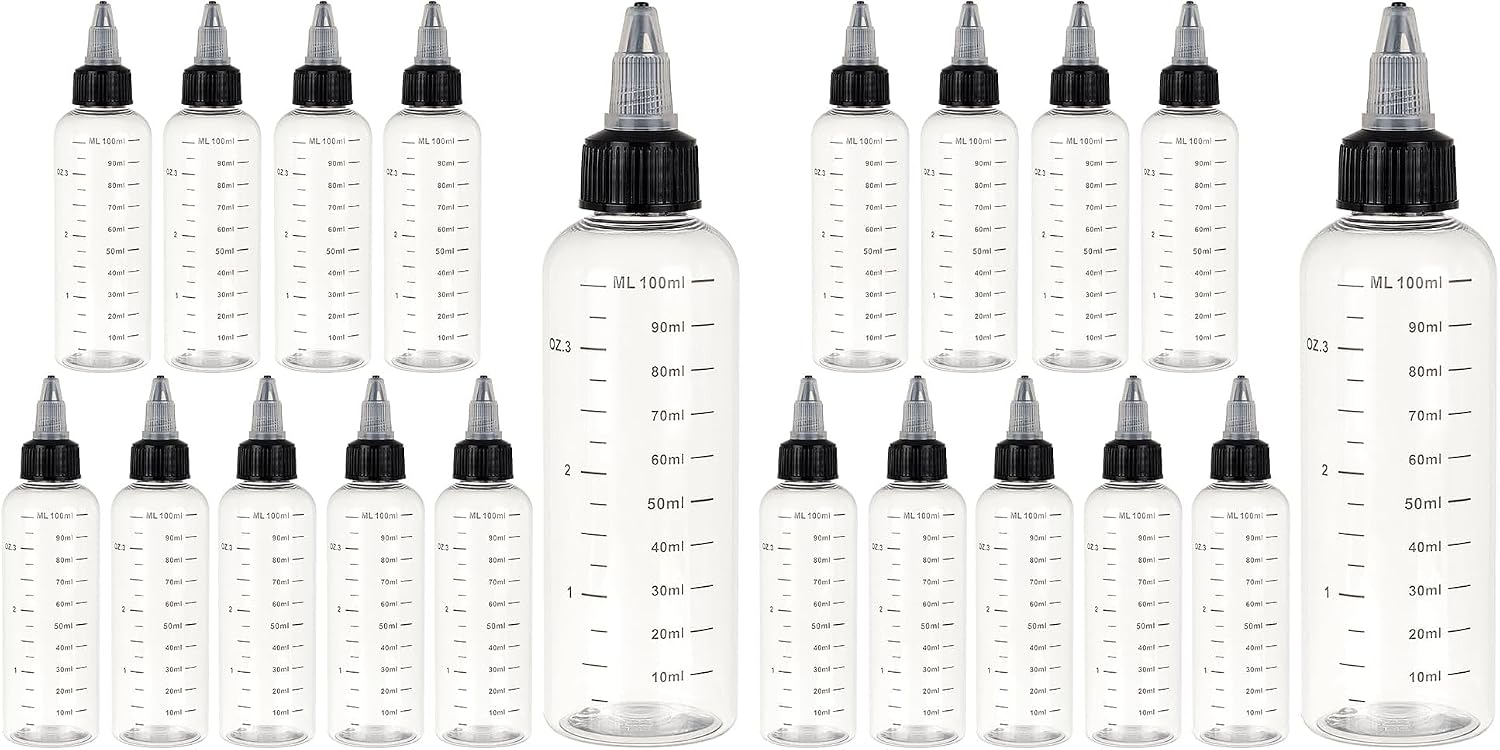 BENECREAT 8 Pack 8oz Large Transparent Plastic Dispensing Bottle with Twist Cap and Graduated Measurement for Liquids, Inks, Oils, Arts and Crafts