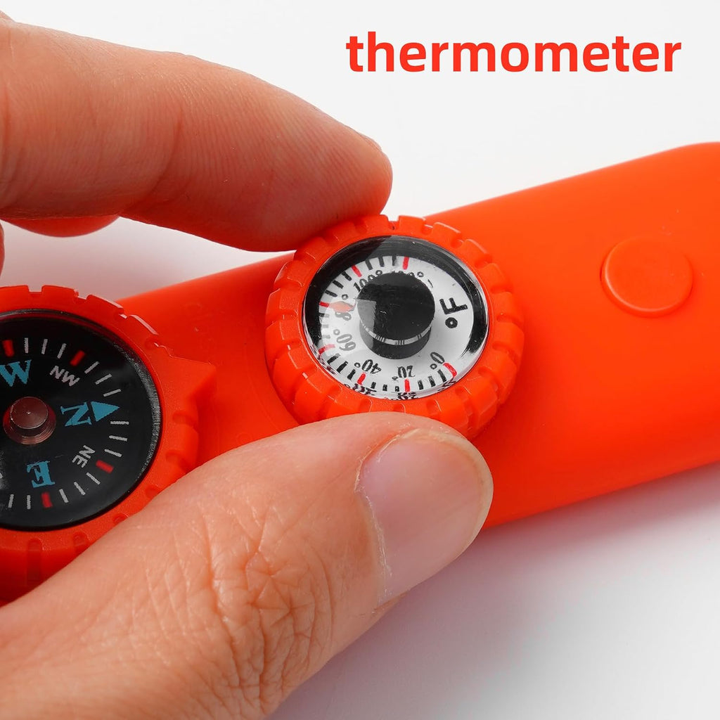 Emergency Survival Safety Whistle，Whistle for Kids with Lanyard,Compass,Thermometer,Ideal for Kayaking, Boating, Hiking, Camping, Climbing