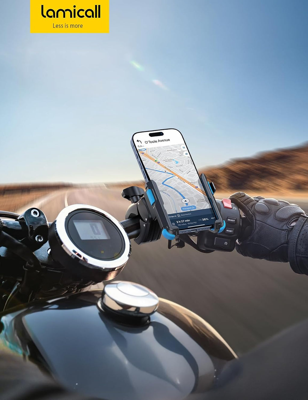 Lamicall Motorcycle Bike Phone Mount, 1s Quick Release Bike Phone Holder