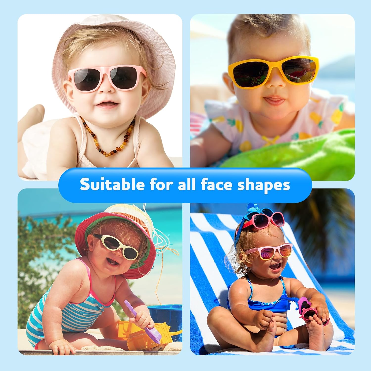 Baby Infant & Toddler Sunglasses with Strap, Boys & Girls 0-24Months, UV400
