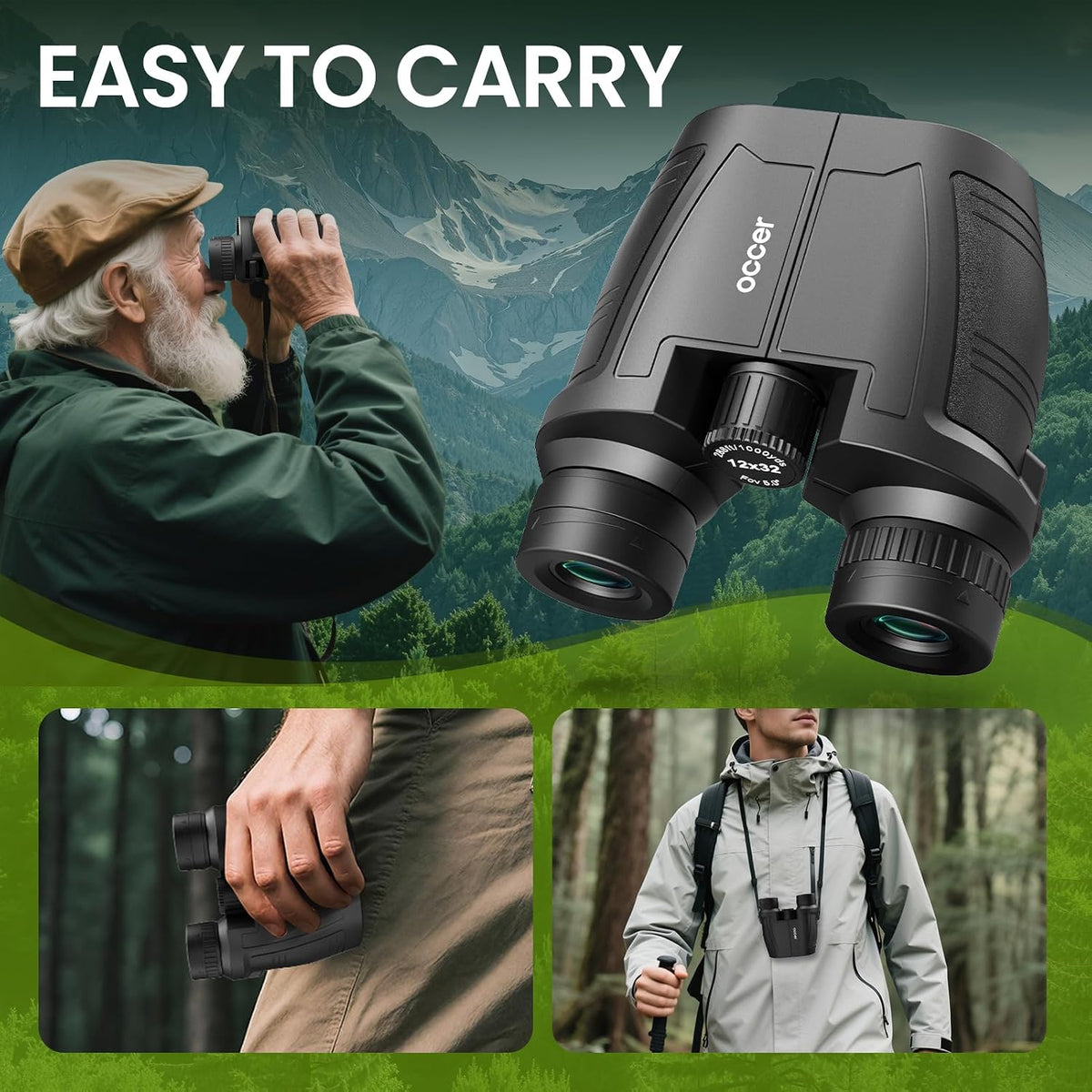 Occer 12x32 Binoculars for Adults Kids - Compact Binocular for Birdwatching