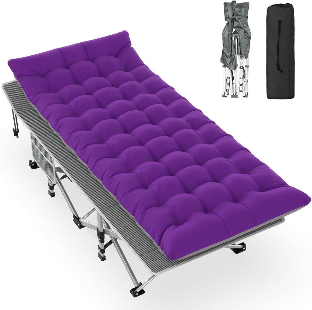 Slendor Folding Camping Cot with Mattress for Adults, 500lbs Portable Bed