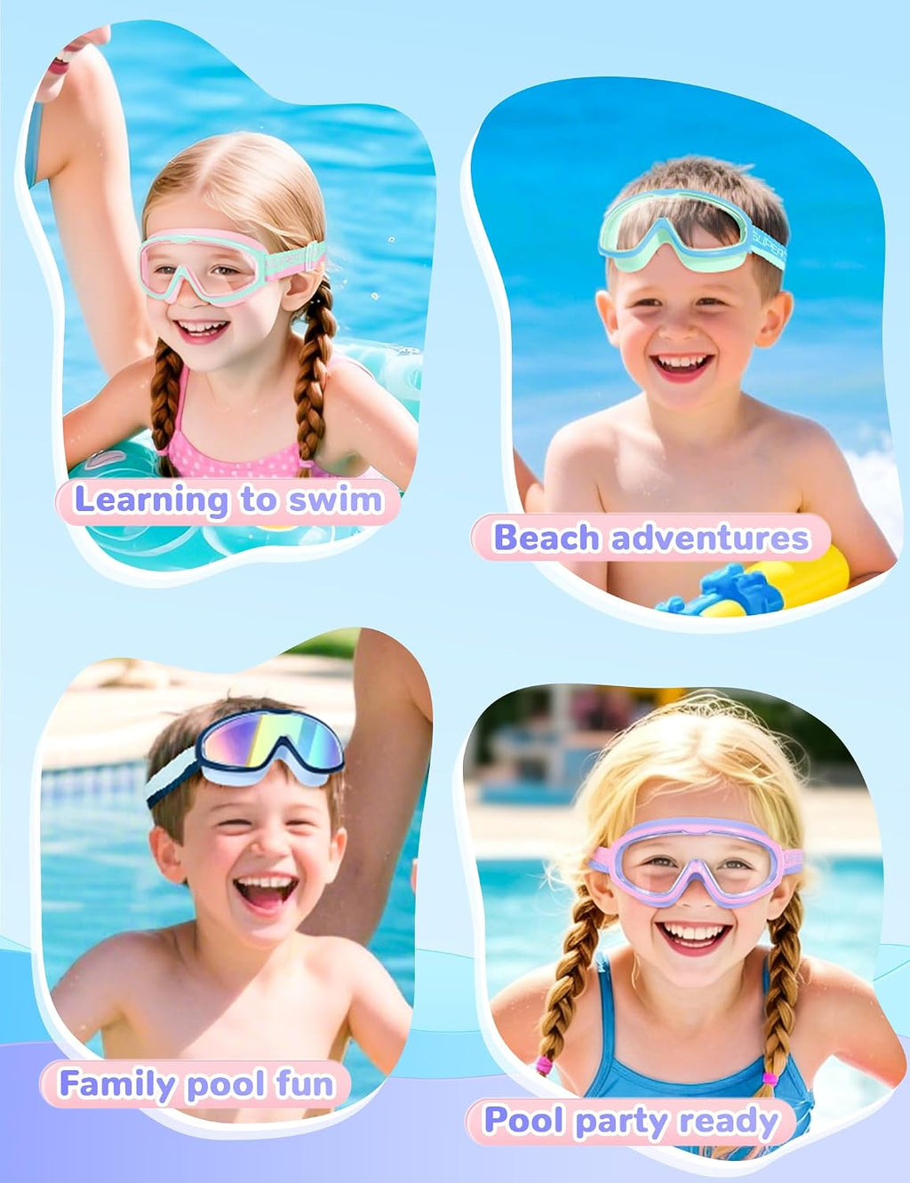 Supertrip Kids Swim Goggles with Fabric Strap