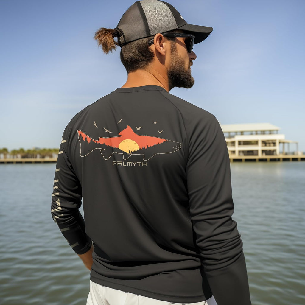 Palmyth Fishing Shirts for Men Long Sleeve UPF 50+ T Shirt Sun Protection