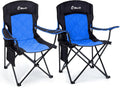 EMERIT 2-Pack Folding Camping Chair, Diamond-Quilted & Adjustable Armrest