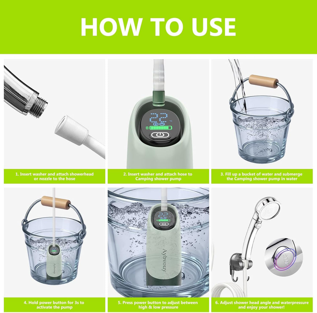 Portable Shower for Camping,Camp Shower Rechargeable,Camping Shower