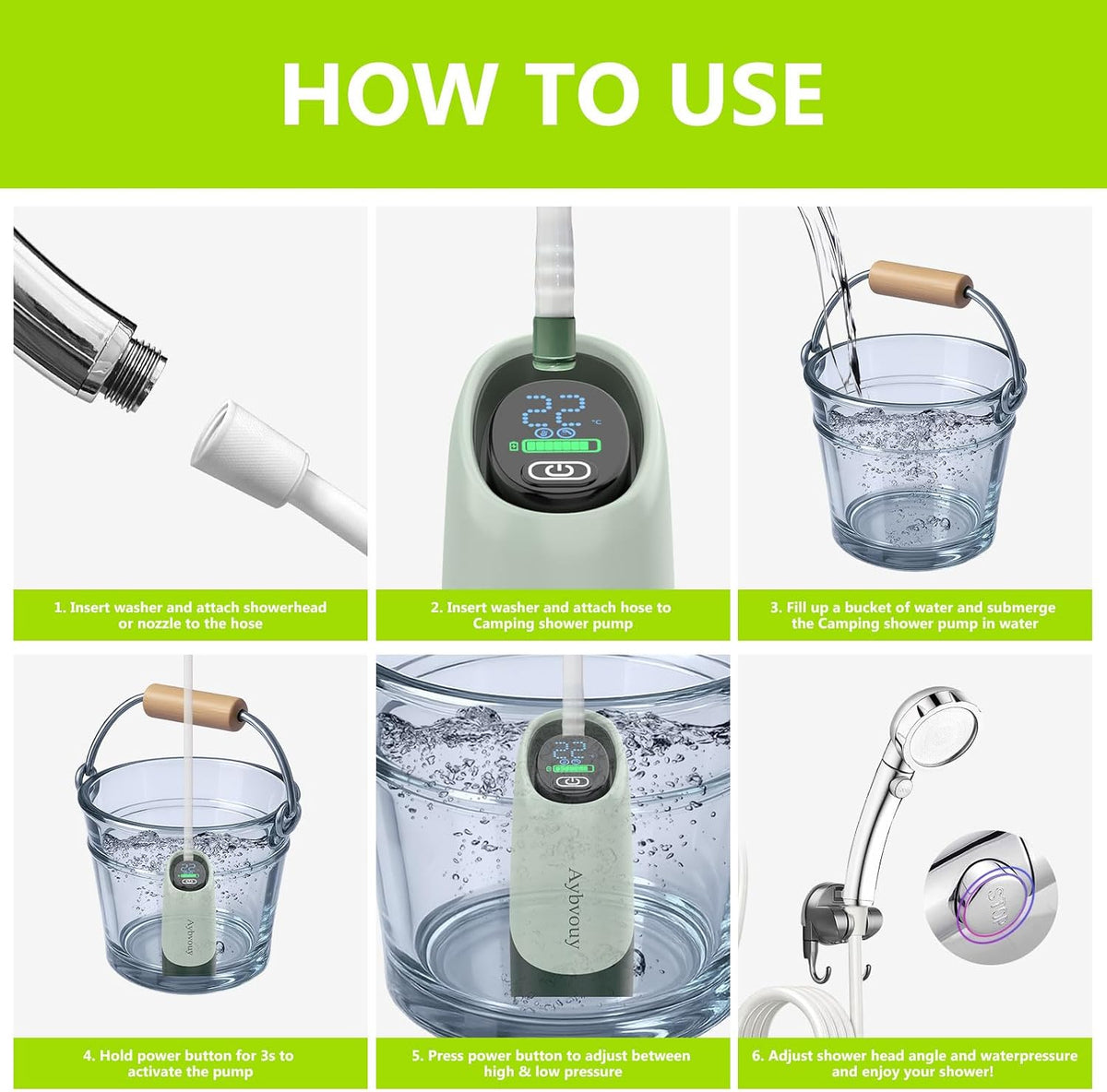 Portable Shower for Camping,Camp Shower Rechargeable,Camping Shower