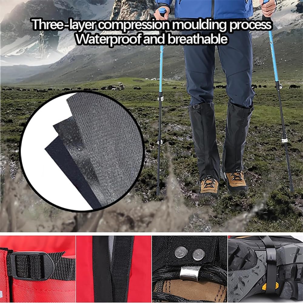 Hiking Gaiters Waterproof for Boots,900D Hunting Gaiters,Adjustable Snow Boot Gaiters for Climbing, Dirt-Proof Ripstop Shoe Gaiters for Men Women