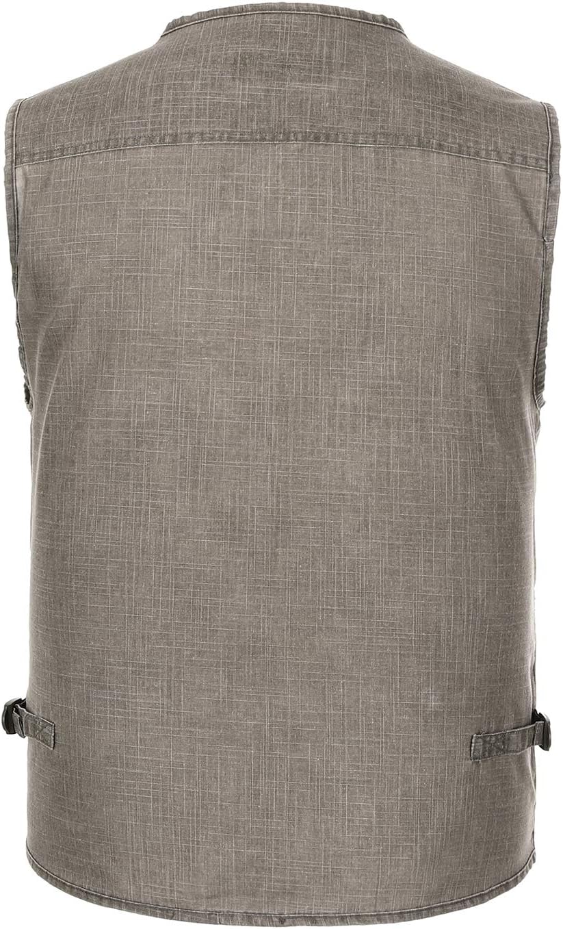Hbufnha Men's Casual Safari Travel Vest 16 Pockets Outdoor Work Vest Sleeveless Jacket Fishing Hiking Photograph