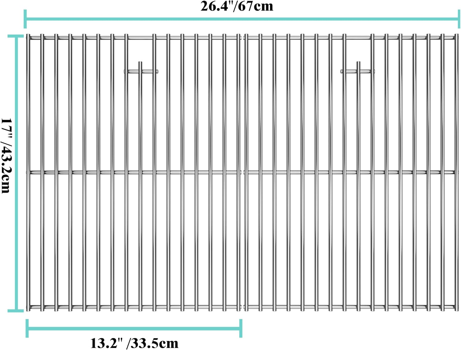 2pcs Stainless Steel Cooking Grates for Nexgrill, 17'' x 26.4''
